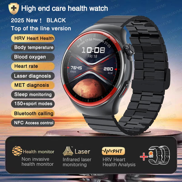 2025 New Laser detection Blood pressure Smart Watch Men Heart rate Pulse Three highs Blood oxygen Call Health Sports NFC Watches