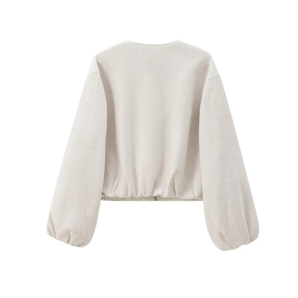 MUJER Black Bomber Jackets for Women Zipper Varsity Jackets Women Soft Cropped Jackets Woman 2025 Long Sleeve Winter Coat Female