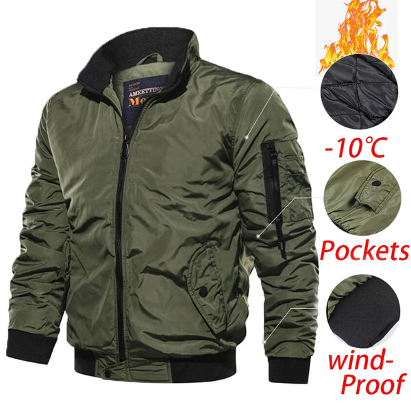 Men's Military Bomber Jacket – Autumn Winter Windproof Coat, Casual Outdoor, 5XL Plus