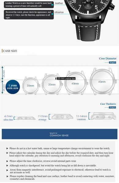 OCHSTIN Men’s Sports Watch – Waterproof Quartz, Calendar, Three-Eye Dial, Leather Strap, Fashion Casual