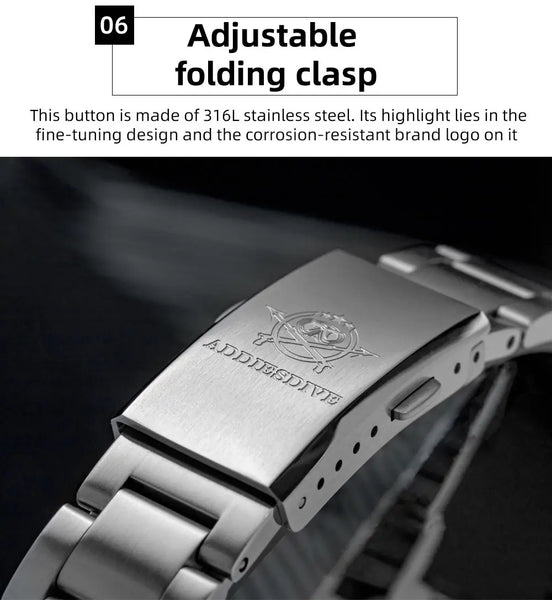 ADDIESDIVE Men's Automatic Mechanical Watch – Japan 8215 Movement, Bubble Mirror Glass, Super Luminous Luxury Dress Timepiece