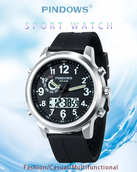 Men's Luxury Sport Watch 2024 – Waterproof Steel Case, Large Dial, Quartz Electronic Movement