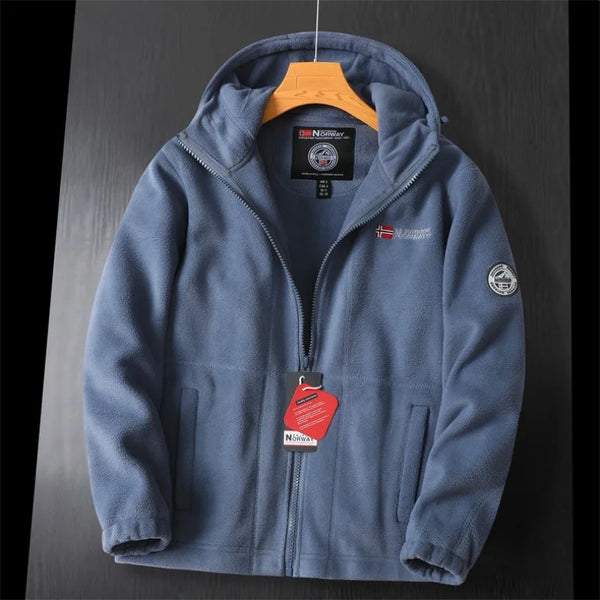 Unisex Winter Fleece Jacket – Thick Double-Layer, Hooded, Cold-Resistant, Norway Style,