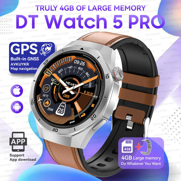 2025 For Android iOS Watch DT5pro Smart Watch 4GB Big Memory GPS Navigation MP3/MP4 Player APP Download Sports trackr Smartwatch