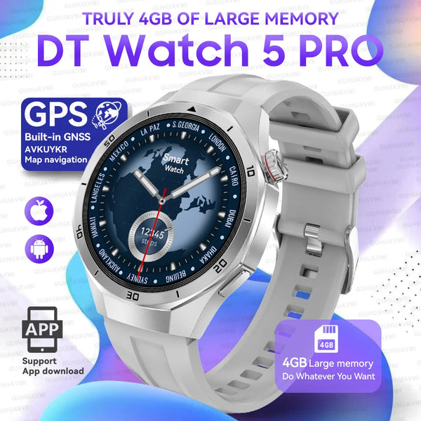 2025 For Android iOS Watch DT5pro Smart Watch 4GB Big Memory GPS Navigation MP3/MP4 Player APP Download Sports trackr Smartwatch