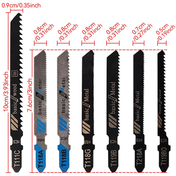 20Pcs Jigsaw Blades T-Shaft HCS Assorted Jigsaw Blades Set Fast Cut Down Saw Blade For Wood Plastic And Metal Cutting Tools