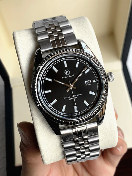 PABLO RAEZ Men's Luxury Silver Watch – SUS304 Steel, Luminous, Waterproof