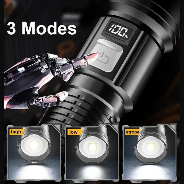 5000LM Powerful P70 Led Flashlights Ultra Bright Tactical Light Emergency Spotlights Telescopic Zoom Light Built-in Battery