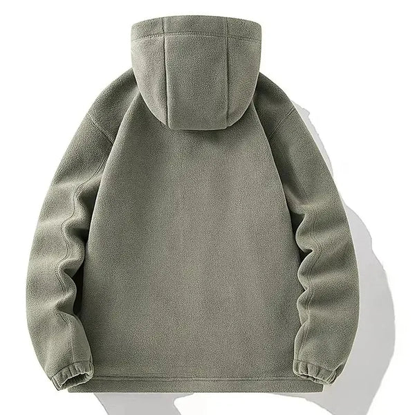 Norway Men's Plus Size Polar Fleece Jacket – Thick Double-Layer Hooded Winter Coat, Warm Fleece-Lined Outdoor Outerwear