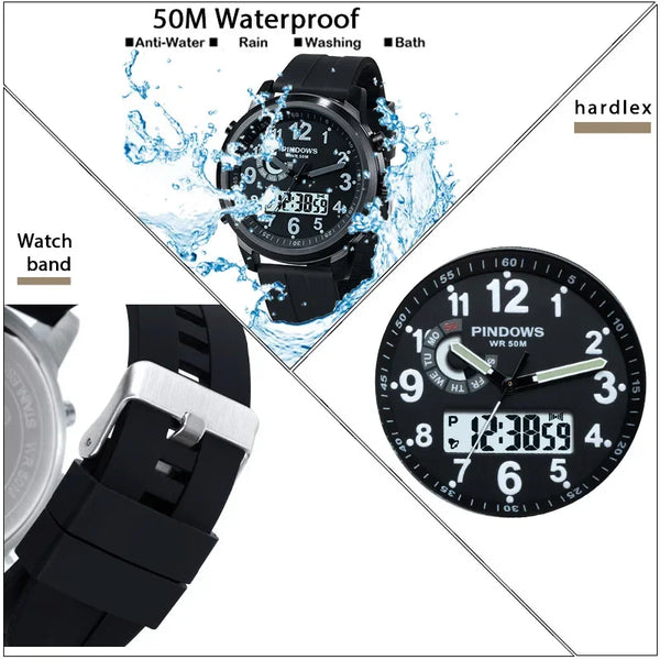 Men's Luxury Sport Watch 2024 – Waterproof Steel Case, Large Dial, Quartz Electronic Movement