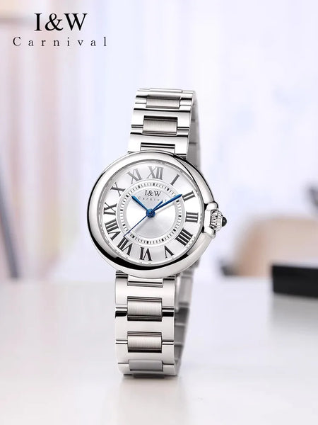 CARNIVAL Women’s Quartz Watch – Luxury Sapphire, Stainless Steel, Waterproof Fashion Wristwatch, Relogio Feminino