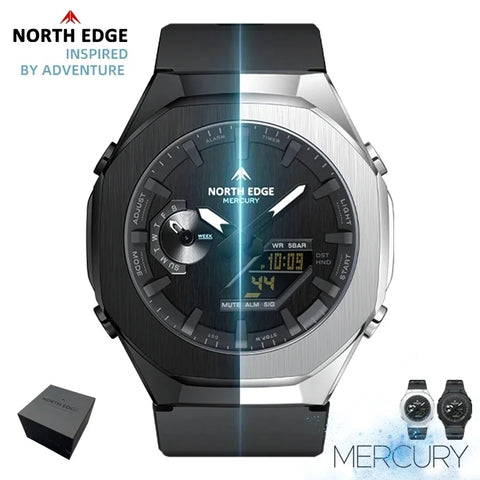 NORTH EDGE MERCURY Sports Watch – Digital Quartz, Stopwatch, World Time, 50M Waterproof