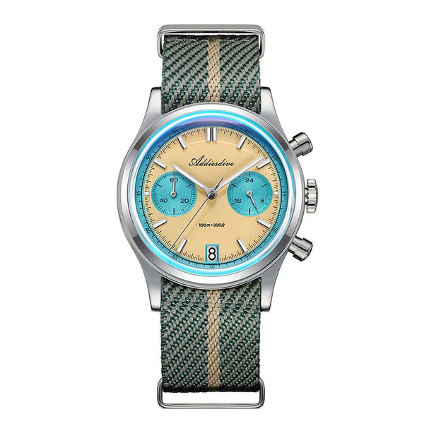 ADDIESDIVE Top Brand Man Watch BGW9 Super Luminous 10Bar Waterproof Bubble Mirror Glass VK64 Chronograph Quartz Steel Wristwatch