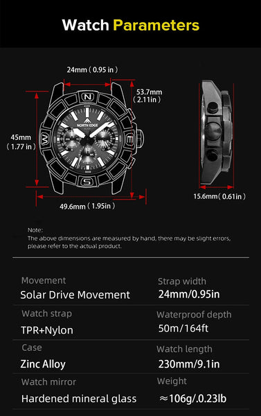 North Edge Blaze 2025 Solar Sports Watch – Waterproof, Night-Ready, Adventure-Driven