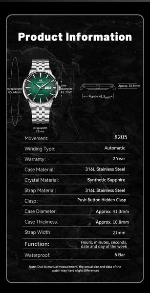 Shanghai Men's Luxury Automatic Watch – Sapphire, Double Calendar, Waterproof