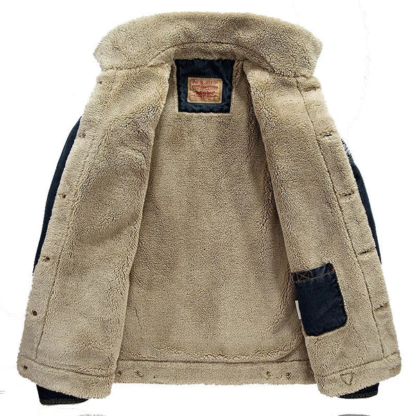 Men’s Winter Streetwear Jacket – Oversized 6XL/7XL Fleece-Lined Denim Coat