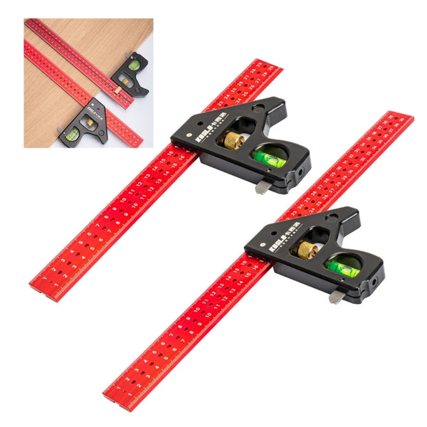 Heavy Duty Woodworking Combination Angles Ruler Aluminum Alloy Ruler 90/45 Degree Measuring Tool with Level & Needle