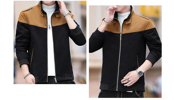 DIMUSI Men's Winter Bomber Jacket – Fleece-Lined, Stand Collar, Warm Casual Outerwear