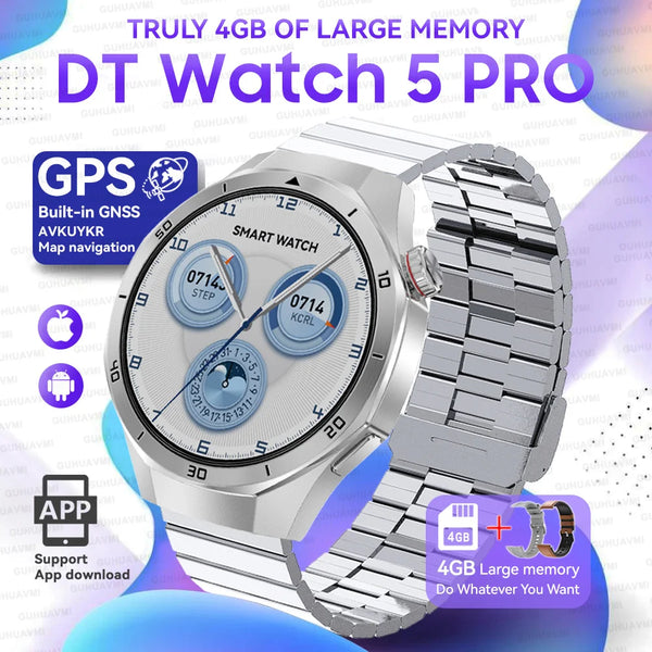 2025 For Android iOS Watch DT5pro Smart Watch 4GB Big Memory GPS Navigation MP3/MP4 Player APP Download Sports trackr Smartwatch