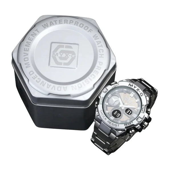 Men’s Eco Drive Watch – Solar + Motion Power, Windmill Dial
This solar-powered men's watch combines kinetic energy, alarm and timer functions, and a unique rotating windmill design—all housed in a durable all-steel body