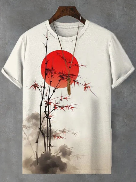 3D Japanese Ukiyo-e Graphic Tee – Casual O-Neck Shirt for Men