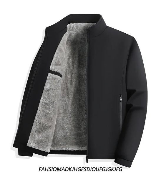 Thickened Fleece Jacket for Men – Ideal for Middle-Aged & Elderly Comfort