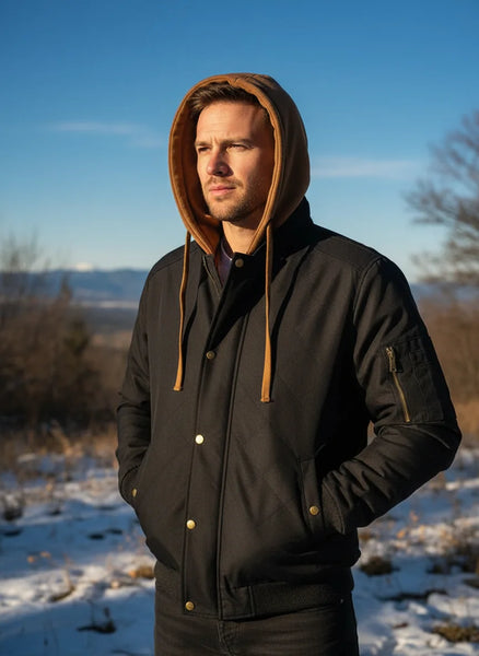 Men's Warm Bomber Jacket – Autumn Winter Hooded Windbreaker, Hiking Parka, Thermal Zip