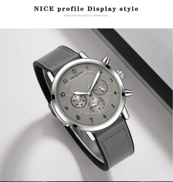 OCHSTIN Commander Men’s Watch – Quartz Movement, Magnetic Buckle, Waterproof, Leather-Rubber Strap