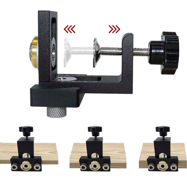 3 In 1 Adjustable Woodworking Drilling Guide Locator Puncher Tools Wood Doweling Jigs for Eccentric Wheel Wooden Panel Splicing