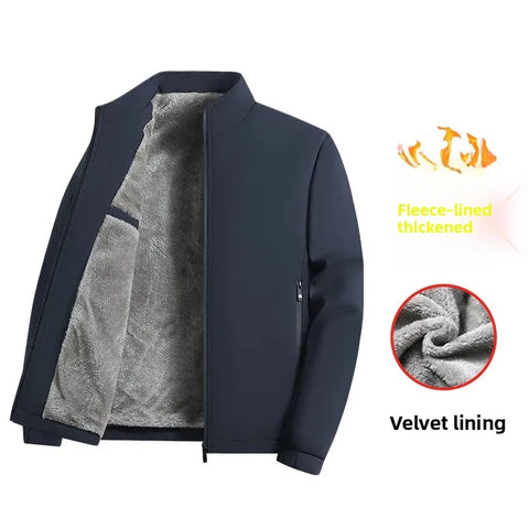 Thickened Fleece Jacket for Men – Ideal for Middle-Aged & Elderly Comfort