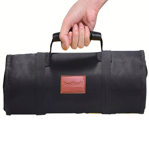 Canvas Roll Up Tool Bag, Multi-Purpose Tool Pouch with Zipped Compartments Heavy Duty Hanging Tool Organizer for Wrench Screwdriver