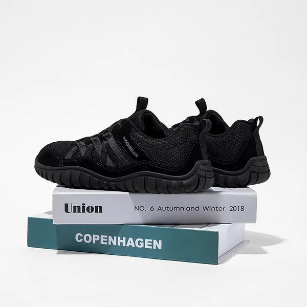 HOBIBEAR Wide Toe Walking Shoes – Non-Slip Mesh Sneakers for Men & Women, Breathable Lace-Up Outdoor Running Footwear