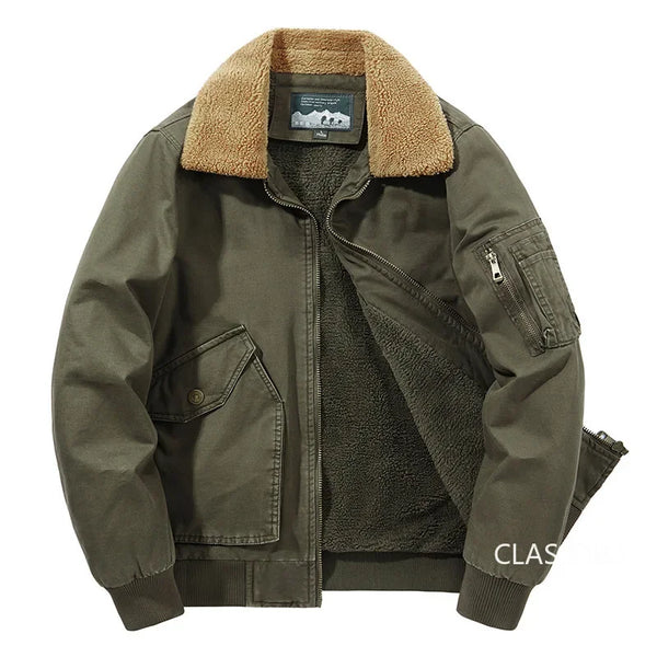 Men’s Winter Bomber Jacket – Fleece-Lined, Warm Cotton Parka, Casual Down Coat, Size 5XL