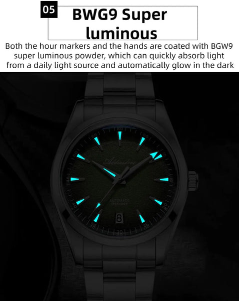 ADDIESDIVE Men's Automatic Mechanical Watch – Japan 8215 Movement, Bubble Mirror Glass, Super Luminous Luxury Dress Timepiece