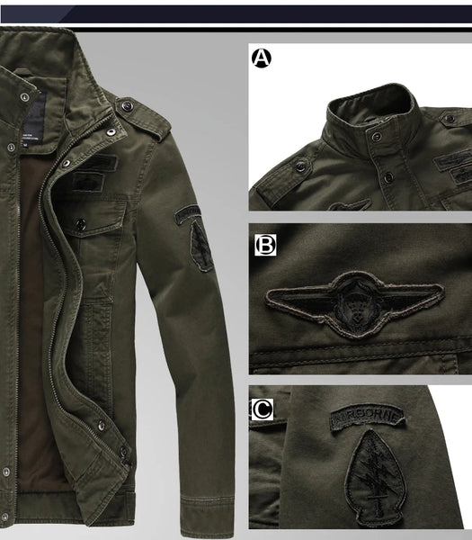 Air Force One Inspired Cargo Jacket – Men’s Army Style, M–6XL Sizes