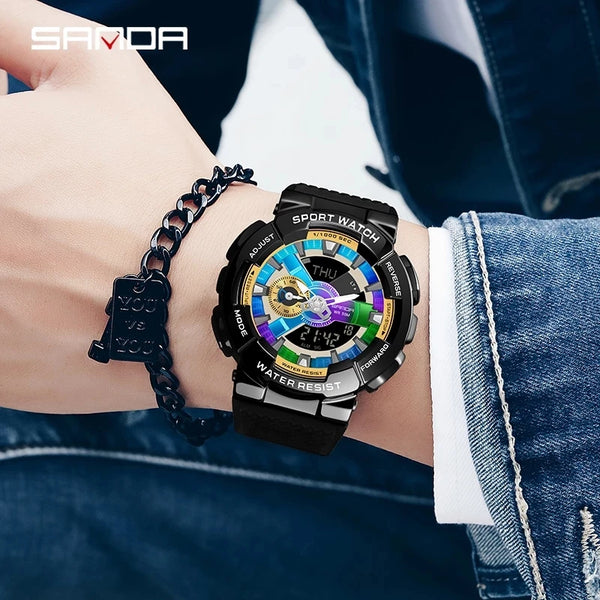 Sanda Men Digital Watch G Style Sports Waterproof Shock Military Premium Watches Magic Color Cool Luxury Wristwatch Relojes 9004