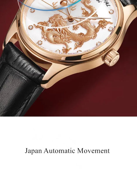 CARNIVAL Men’s Automatic Watch – NH36 Movement, Waterproof Mechanical Dress Wristwatch, Luxury Gold Dragon