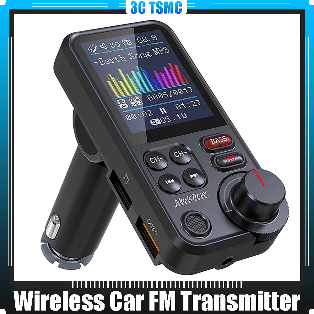 1.8 Inch Music Player Treble Bass Sound Bluetooth-Compatible Car Wireless USB Fast Charger AUX Auto Aux Radio Hands Free Car Kit