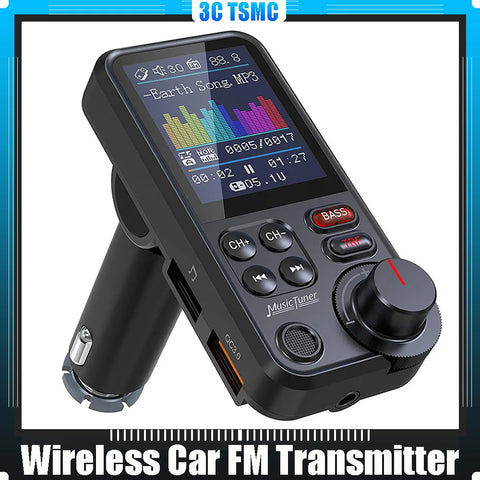 1.8 Inch Music Player Treble Bass Sound Bluetooth-Compatible Car Wireless USB Fast Charger AUX Auto Aux Radio Hands Free Car Kit