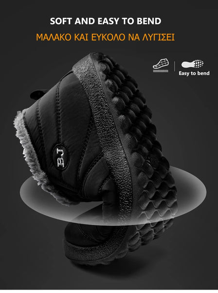 Men's Winter Snow Boots – Waterproof Warm Fur Ankle Boots, Outdoor Botas Hombre, Durable Cold-Weather Footwear