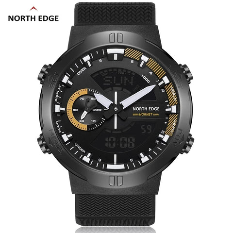 NORTH EDGE 2022 HORNET Men's Digital Watch is a rugged, multifunctional sports timepiece designed for military, outdoor, and athletic use—with world time, stopwatch, countdown, and 50M water resistance.