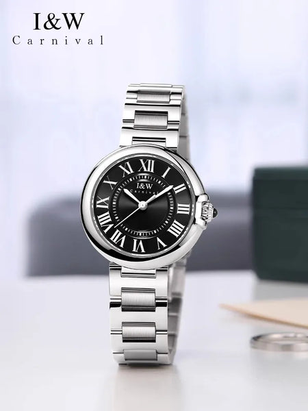 CARNIVAL Women’s Quartz Watch – Luxury Sapphire, Stainless Steel, Waterproof Fashion Wristwatch, Relogio Feminino