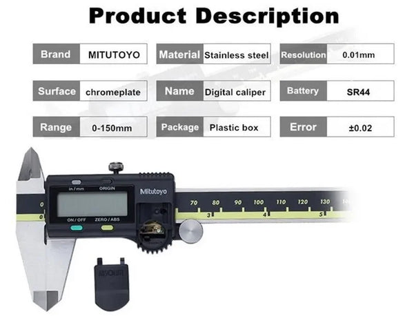 Mitutoyo 500-196-30 LCD Digital Vernier Calipers 0-150mm Electronic Stainless Steel Measuring Tool 6 Inch