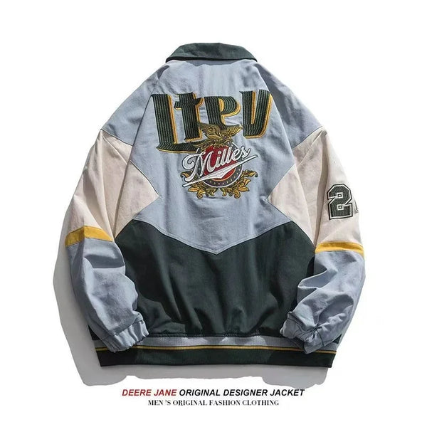 Y2K Hip Hop Varsity Jacket Men Women Oversized Retro Baseball Streetwear