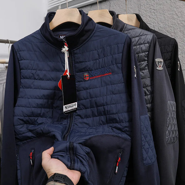 Men's Norway Winter Cotton Jacket – Outdoor Stand Collar Spliced Casual Coat, Warm Padded Outerwear