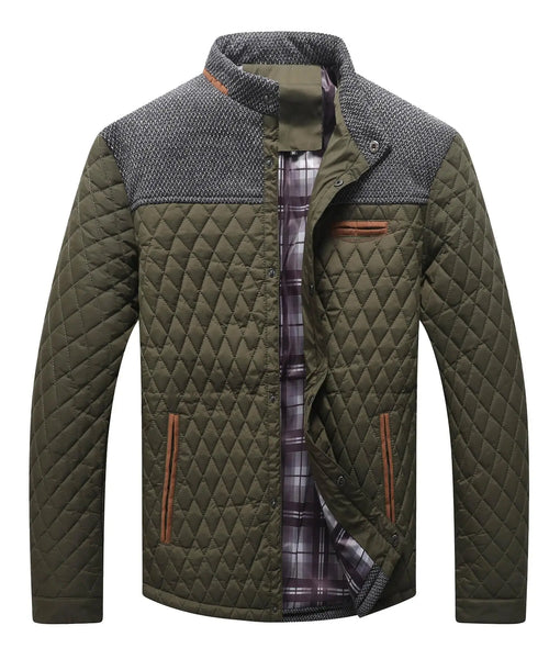 Men's Diamond Quilted Bomber Jacket – Lightweight Puffer, Button Down Overshirt, US Size