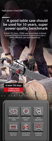 16 Inch High Power Electric Chain Saws Handheld Woodworking Cutting Wood Electric Saws Electric Chain Saw For Felling Cutting