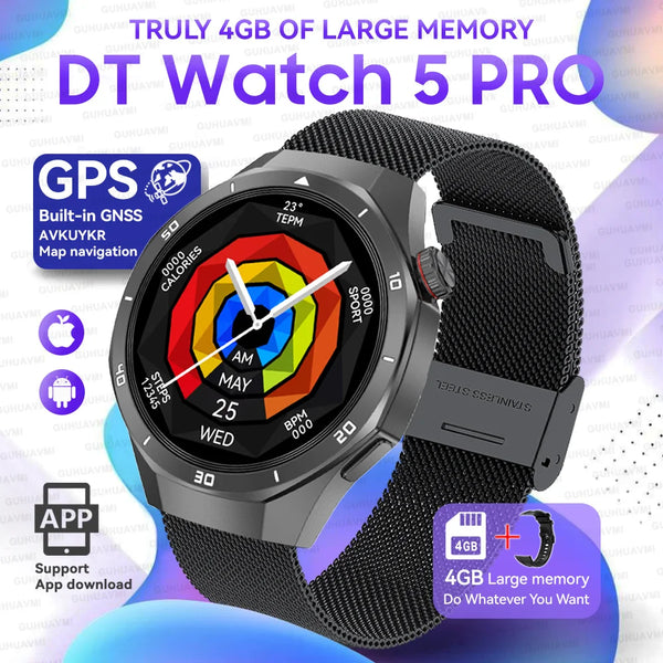 2025 For Android iOS Watch DT5pro Smart Watch 4GB Big Memory GPS Navigation MP3/MP4 Player APP Download Sports trackr Smartwatch