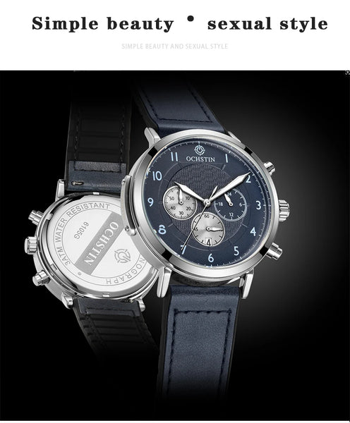 OCHSTIN Commander Men’s Watch – Quartz Movement, Magnetic Buckle, Waterproof, Leather-Rubber Strap