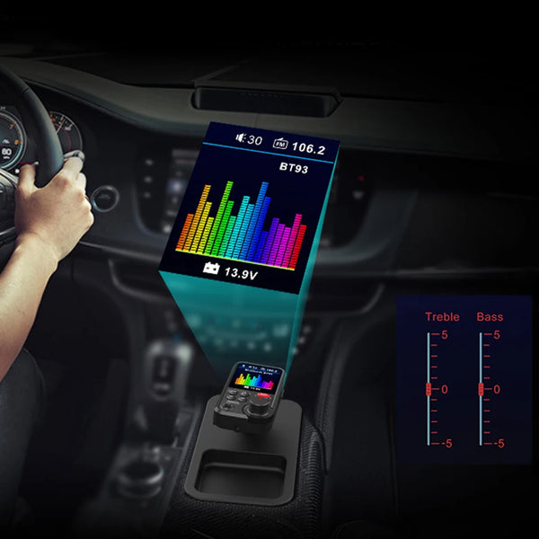 1.8 Inch Music Player Treble Bass Sound Bluetooth-Compatible Car Wireless USB Fast Charger AUX Auto Aux Radio Hands Free Car Kit